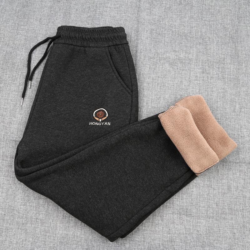 Fleece fashion mom pants new elastic waist middle-aged women's pants loose straight pants fashion lace-up women's pants
