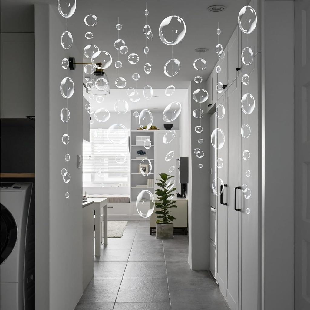 6 Strings Bubbles Garlands Ocean Mermaid Party Decorations - White Bubbles Banner Hanging Streamer Underwater Sea Photo Backdrop Party Supplies