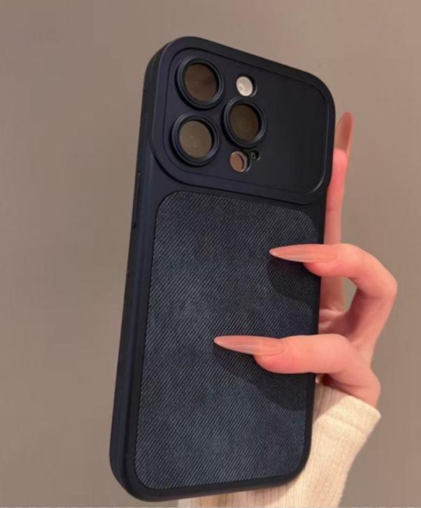 Denim Texture Protective Case for Apple 17 Pro/17 Pro Max with Large Window and Drop-Proof Solid Color Shell.
