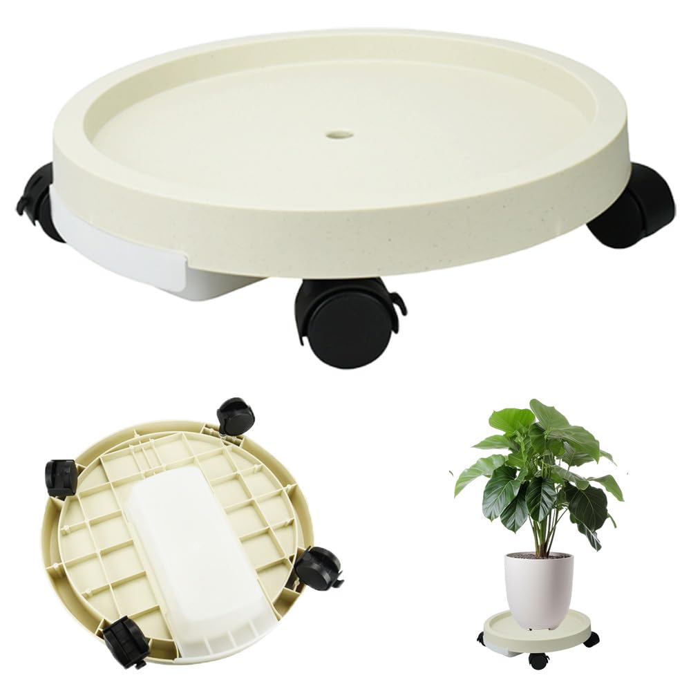 

Подставка для цветочных горшков с цветочным горшком Передвижная тележка с хранением воды Комнатное растение [MeeDoo] Ролики, Подставка, Поднос, Кашпо, (Слоновая кость, 33,5 см) слоновая кость