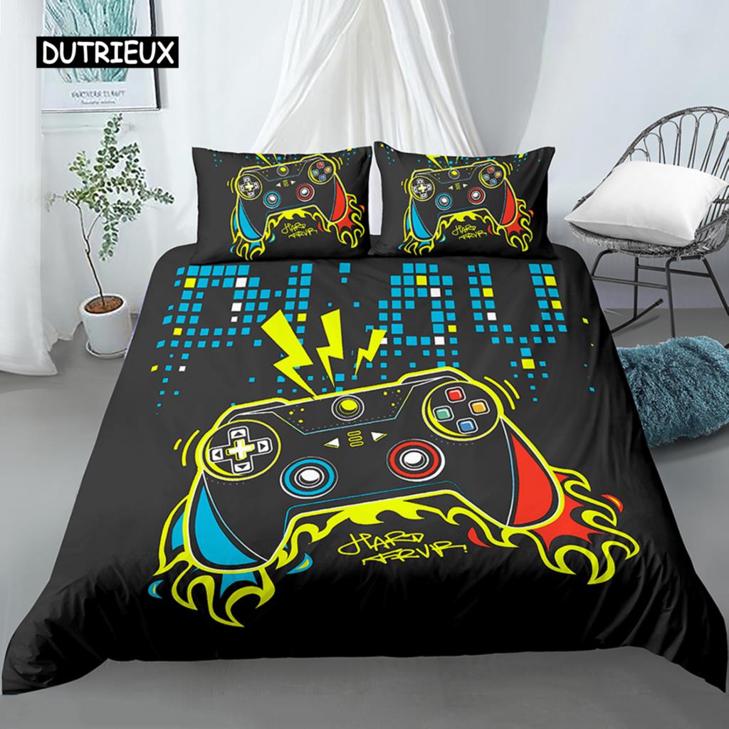 Bedding Set for Boys Modern Gamer Comforter Cover Video Game Duvet Cover Kids Bedding Set Gamer 2/3pcs Polyester Quilt Cover