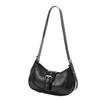 Lamerry Half Moon Shoulder Bag, Y2k Korean Style, Crossbody Hobo Bag, Small, Solid Color, Casual, Women's, Black