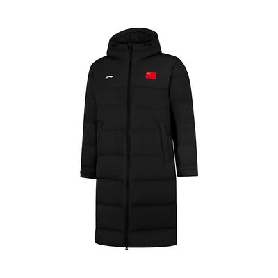 Li Ning Teplá péřová bunda plněná prachovým peřím s logem, regular střih, dlouhý rukáv, s kapucí, volná, unisex svrchní oděv AYMV659-4
