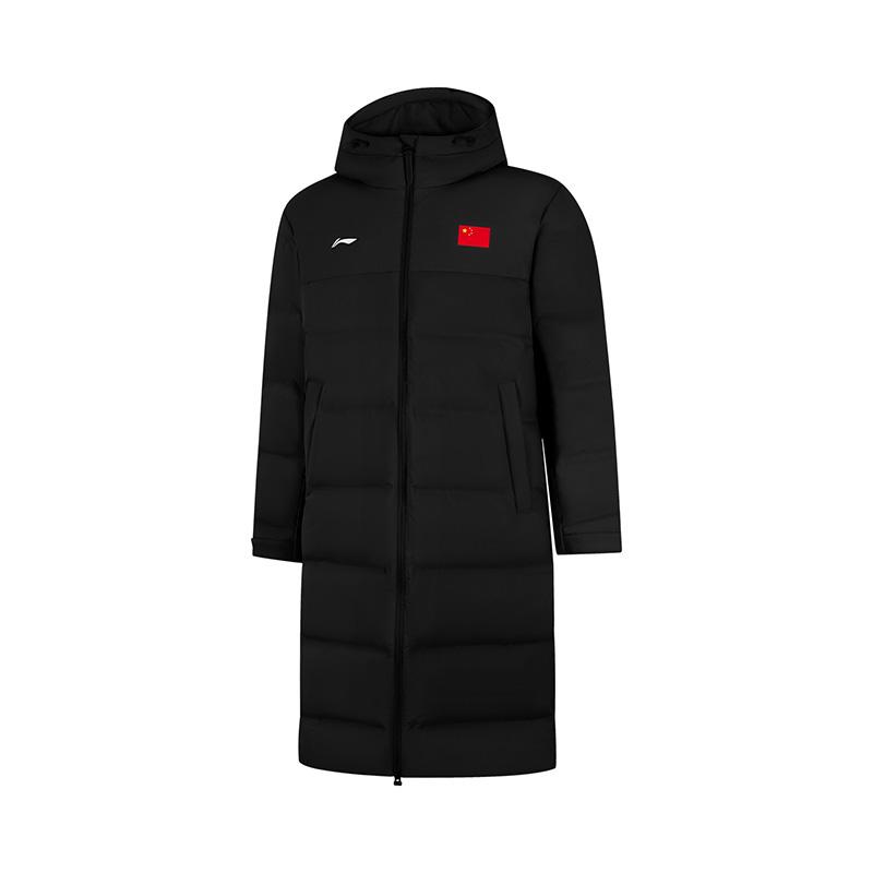 Li Ning Down Jackets Unisex Black Hooded Moderate Down Coat AYMV659-4 3XL
