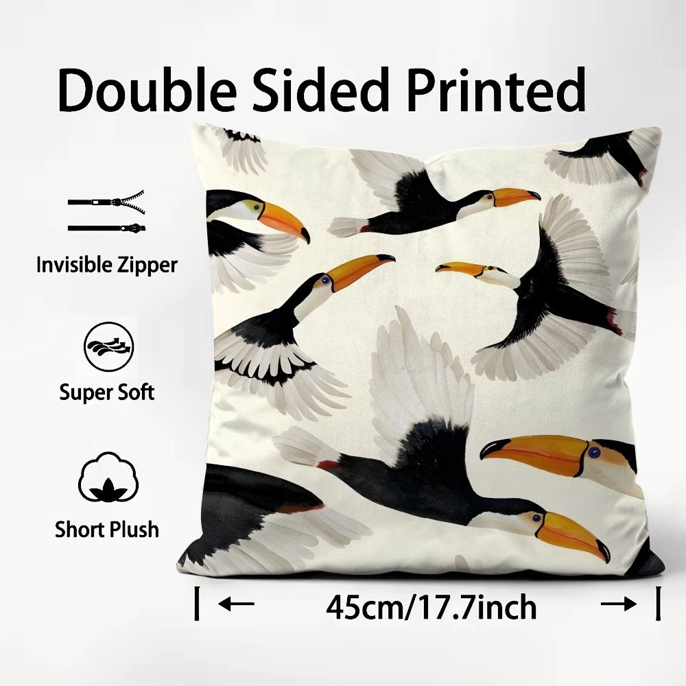 Toucan Fashion Cushion Cover Plush Fabric Soft DoubleSided Printed Sofa Warm Winter Home Child Gift Pillow Case