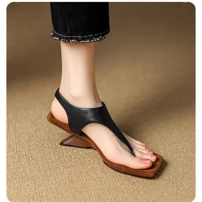 Square Toe Peep Toe Modern Sandals Buckle Strap Women's Sandals Shoes for Women 2025 New Summer Novelty Women's Sandals
