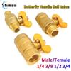 Robinet sferic de închidere cu bilă din alamă cu două căi, filet interior BSP 1/4" 3/8" 1/2" 3/4", cu mâner fluture galben, pentru gaz combustibil, apă, ulei, aer