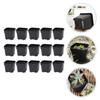 OUNONA Stylish Black Plastic Plant Set with for Succulents and Gardening Supplies Small, Mini, Pots, 15-Piece Holes, Square, Cacti, Lightweight,