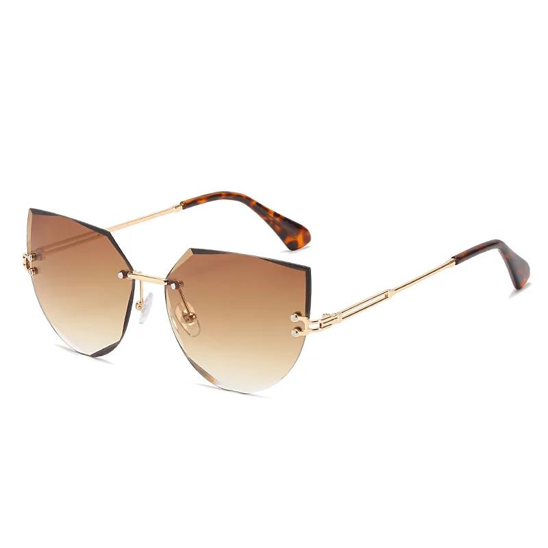New Frameless Sunglasses Fashion Cat Eye Lentes De Sol Mujer Street Photography Trendy Accessories