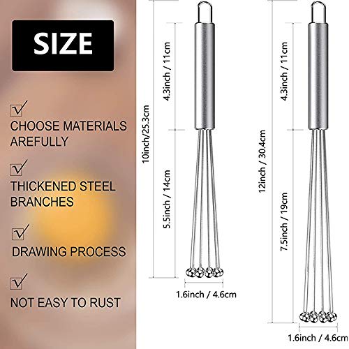 Ntcpefy 2-Piece Stainless Steel Ball and Wire Egg Whisk Set for Kitchen Cooking, Stirring, Whisking, and Beating