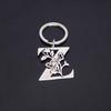 Stainless Steel Alphabet Flower Cutout Keychain Pendant