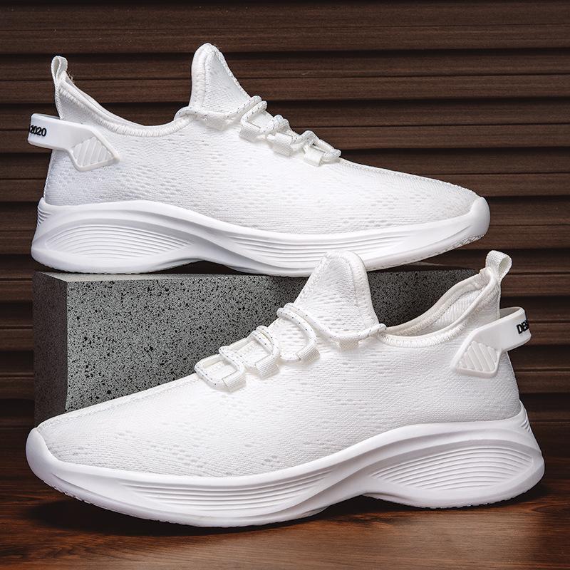 Flying Woven Men's Shoes Spring and Summer New Breathable Mesh Shoes Soft Sole Soft Surface Casual Sports Shoes Versatile Running Shoes Men