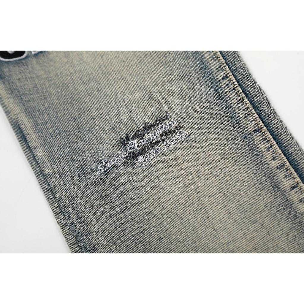 M15 Amiri Herren- und Damen-Jeans im amerikanischen Stil mit Stoffflicken, Löchern, Stickereien, lässige und modische High-Street-Hosen