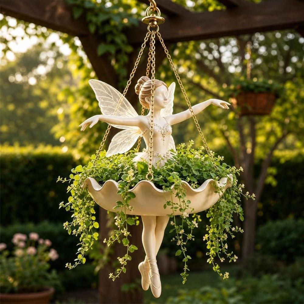Elegant Fairy Flower Pot Vintage Girl Hanging Plant Basket Indoor Decor