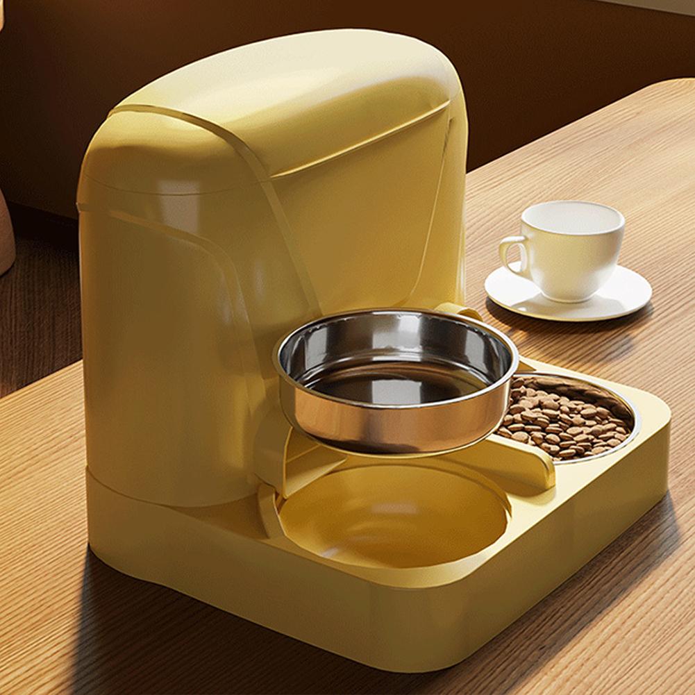 Automatic Cat Feeders With Storage Container, Dog Food Dispenser, Pets Food Double Bowl, Stainless Steel Feeding Dish Station
