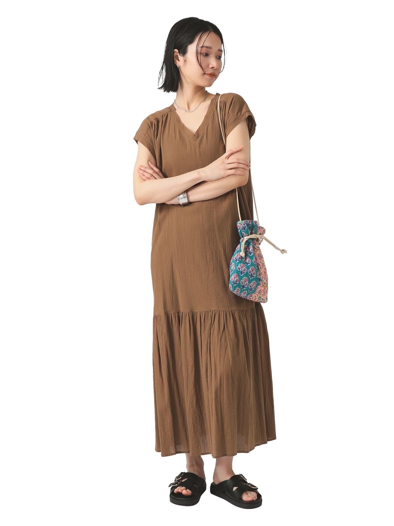 

Ray Beams Yoryu French Sleeve One Size V-Neck Dress, Women s, Brown,