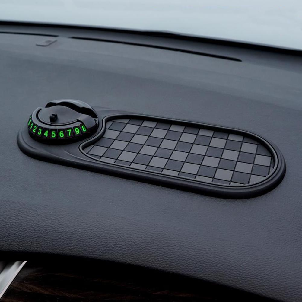 Car Dash Grip Pad with Parking Numbe Plate 360 Degree Rotating Car Phone Holder Anti-Slip Car Cell Phones Keys Dashboard Mat