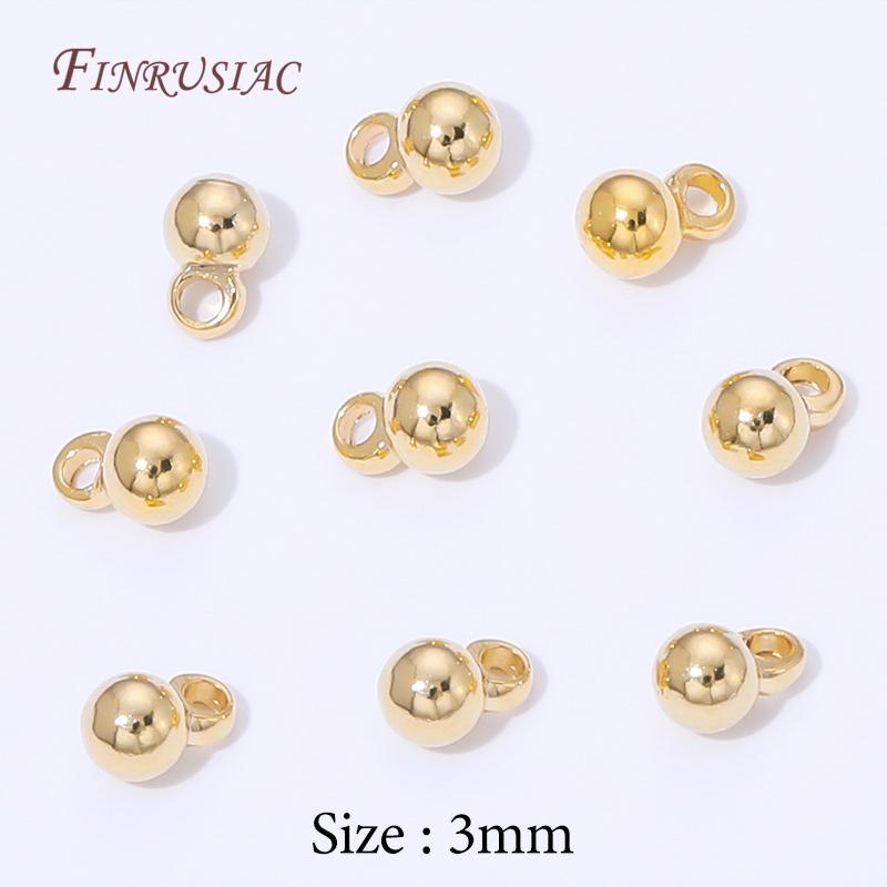 3mm 4mm 5mm 6mm 18K Gold Plated Brass Round Ball Bead Pendants For Necklaces Making,DIY Charms For Jewelry,Bracelets Accessories