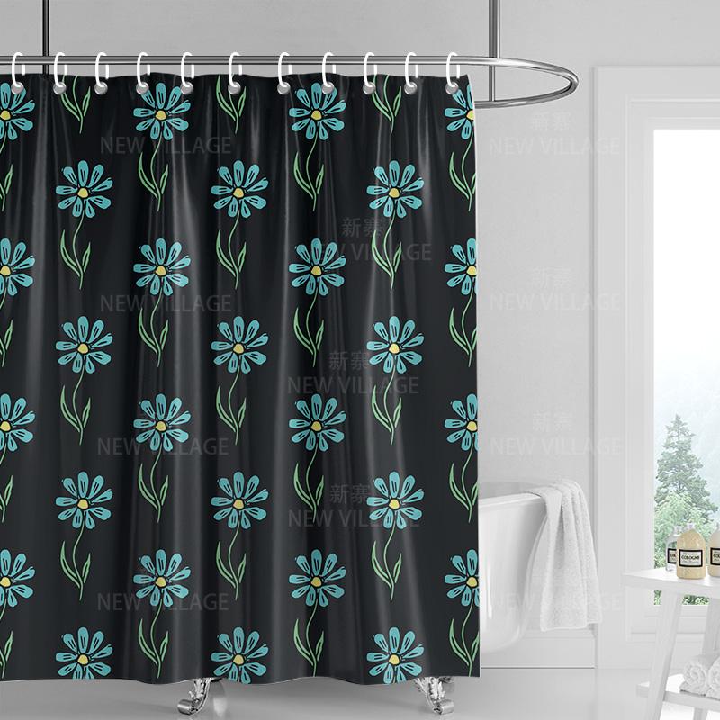 Home shower curtains bathroom Decora waterproof fabric non-slip bathmat water absorption curtain Modern nordic simple plant