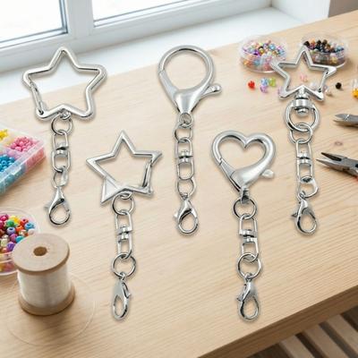10Pcs Star Heart Keyring Pendant 360 Rotate Star Shaped Clasp  Wholesale Accessories