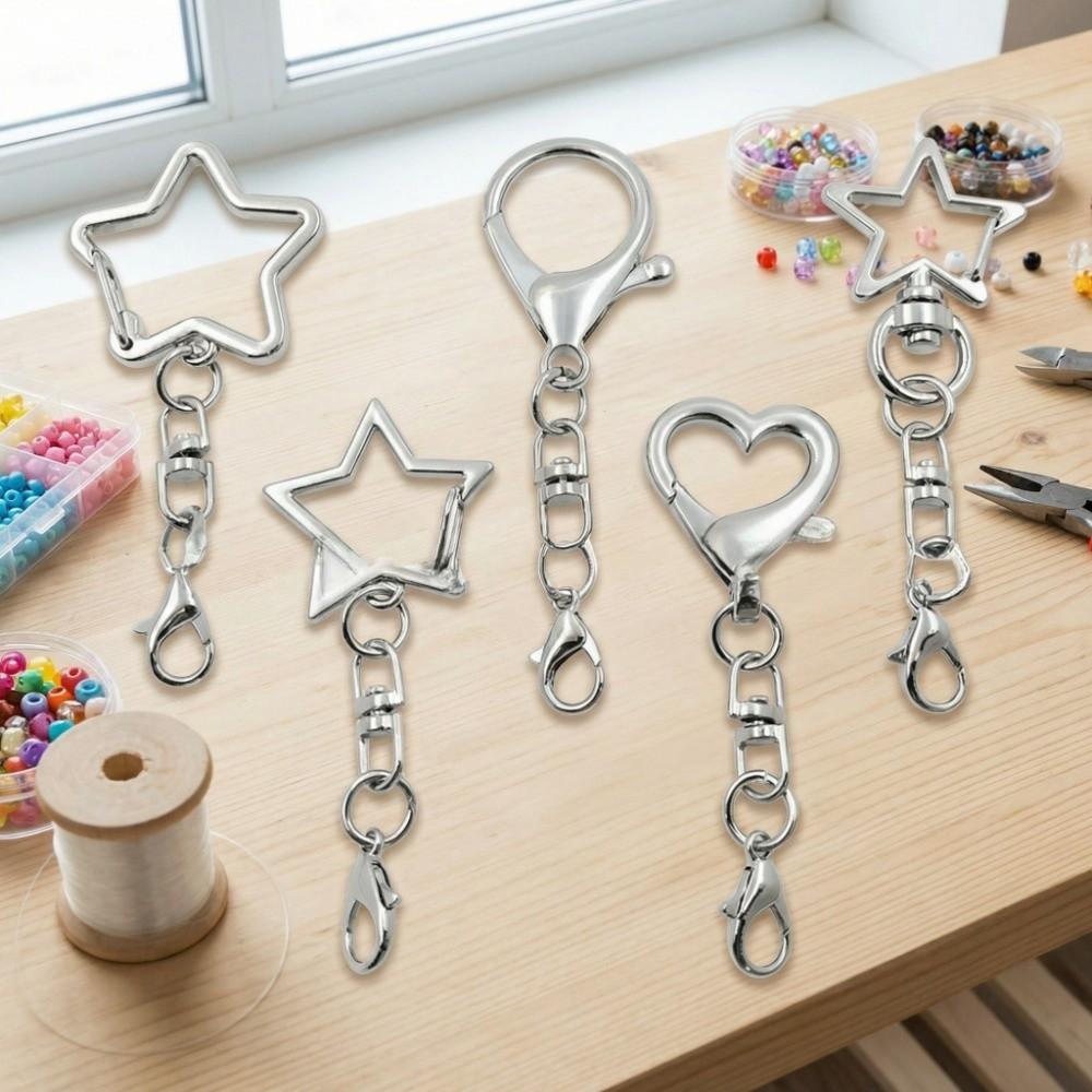 10Pcs 360 Rotate Keyring Pendant Star Heart Keychain DIY Accessories  Doll Hanging