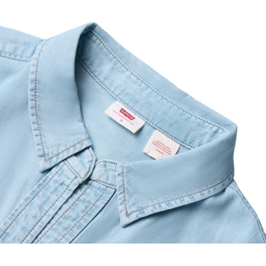 Levis SS24 Summer Collection Denim Solid Color Loose Long Sleeve Shirt Women shirts Light-Blue 001BO-0001