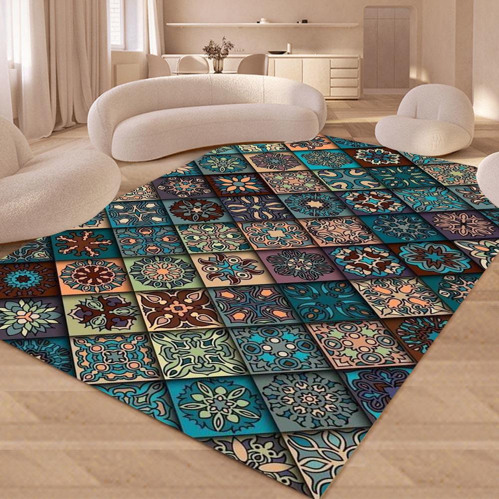  Disney Nordic Moroccan Retro Ethnic Style Patchwork Pattern Square Carpet Bedroom and Living Room Indoor Use Decoration