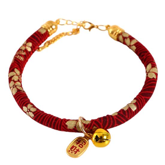 

Pet Collar Chinese Style Decorative Skin Friendly Adjustable Cat Dogs Necklace Collar with Pendant Bell for Festival M 3 красный