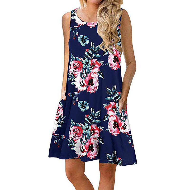 Women's Summer Boho Floral Tank Dress With Comfortable Loose Fit For Casual Beach Outings