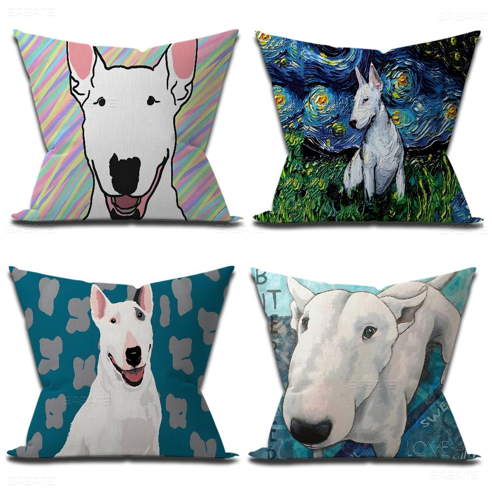 English Bull Terrier Dog Cushion Cover Inches Farmhouse Decor Home Throw Pillow Covers for Couch Decorations