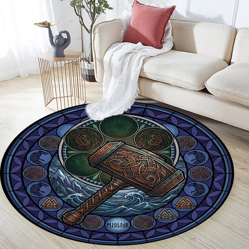 Symbols Glass Round Area Rug Under Office Chairs Bedroom Living Room Home Decor