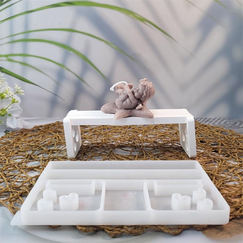 Bench Shaped Candle Holder Molds Bench Candlesticks Molds for Making Candle Holder Gypsum Decorations Christmas Gift