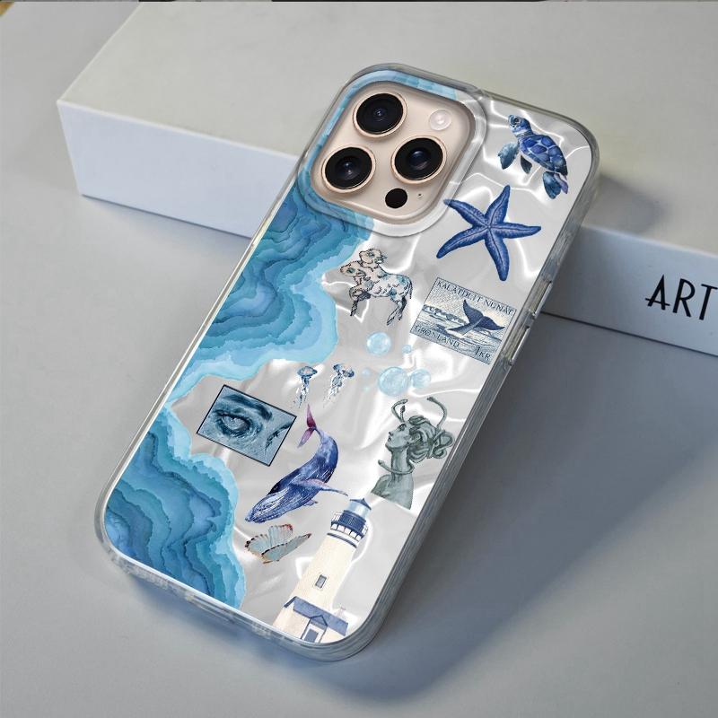 Retro Sun Marine Floral Eyes Girls Women Phone Case For Apple iphone 16 15 14 13 Pro Max 16e 12 11 7 8 Plus XR SE Fundas Cover