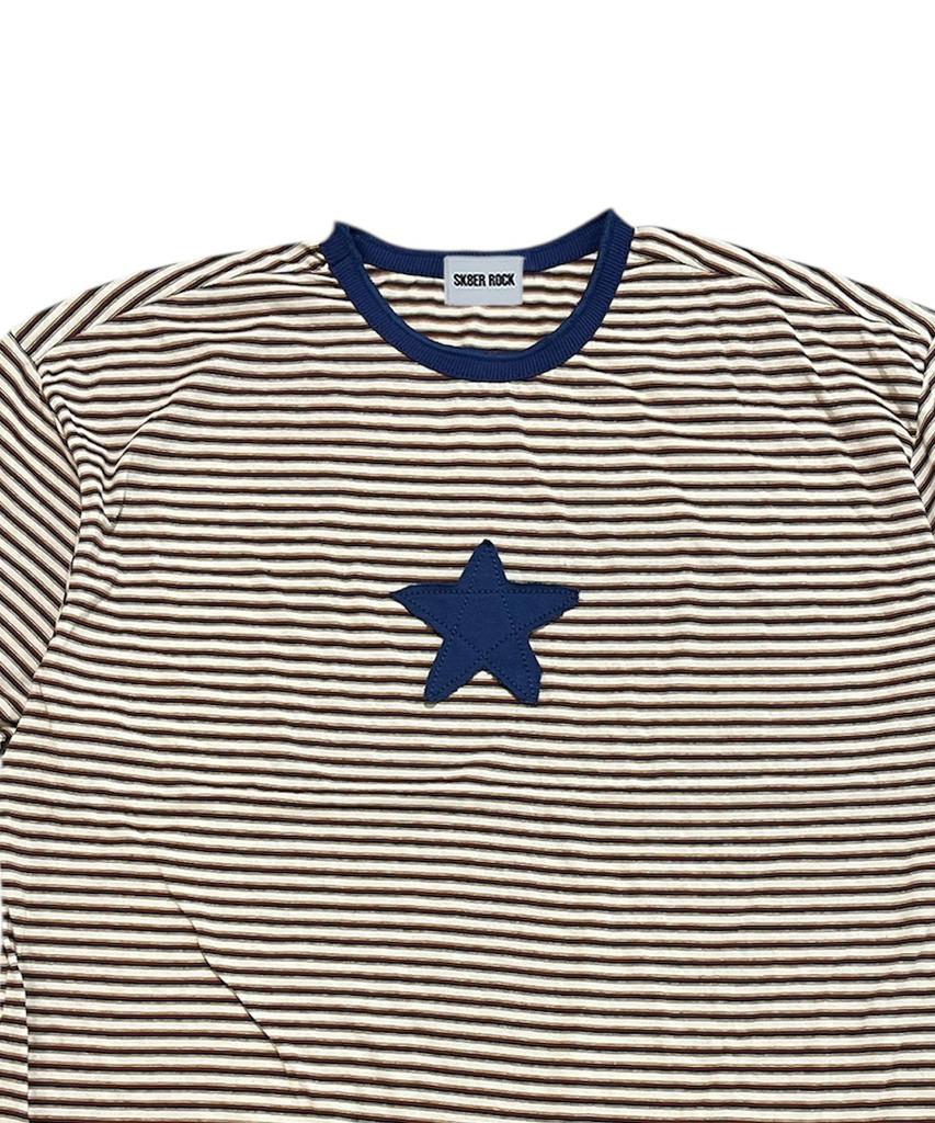 SK8ER ROCK Star Stripe Ringer T-Shirt ((Dark Blue))