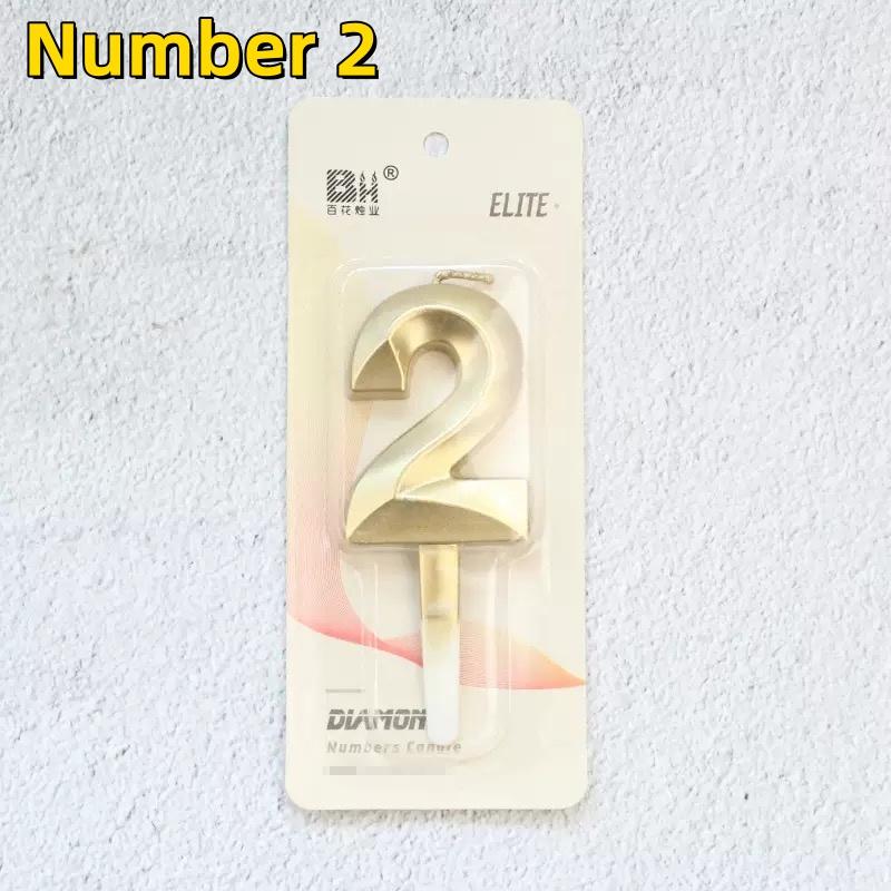 1Pc Birthday Cake  Golden Number Candle Birthday Party Gathering Decorative Candles Wedding Festival Celebration