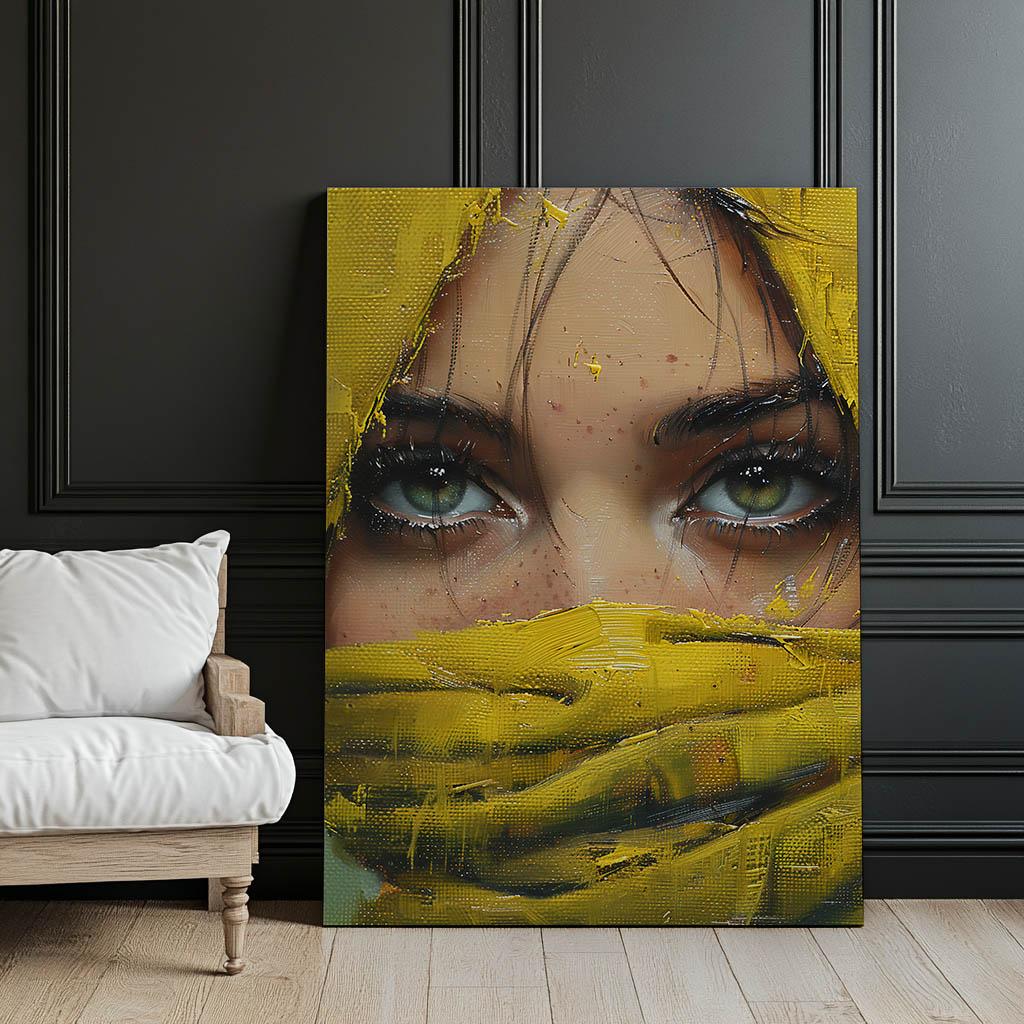 Mysterious Eyes Mysterious Eyes, 30X40 Cm, Gold Aluminum Frame, 230 Gsm Matte Paper