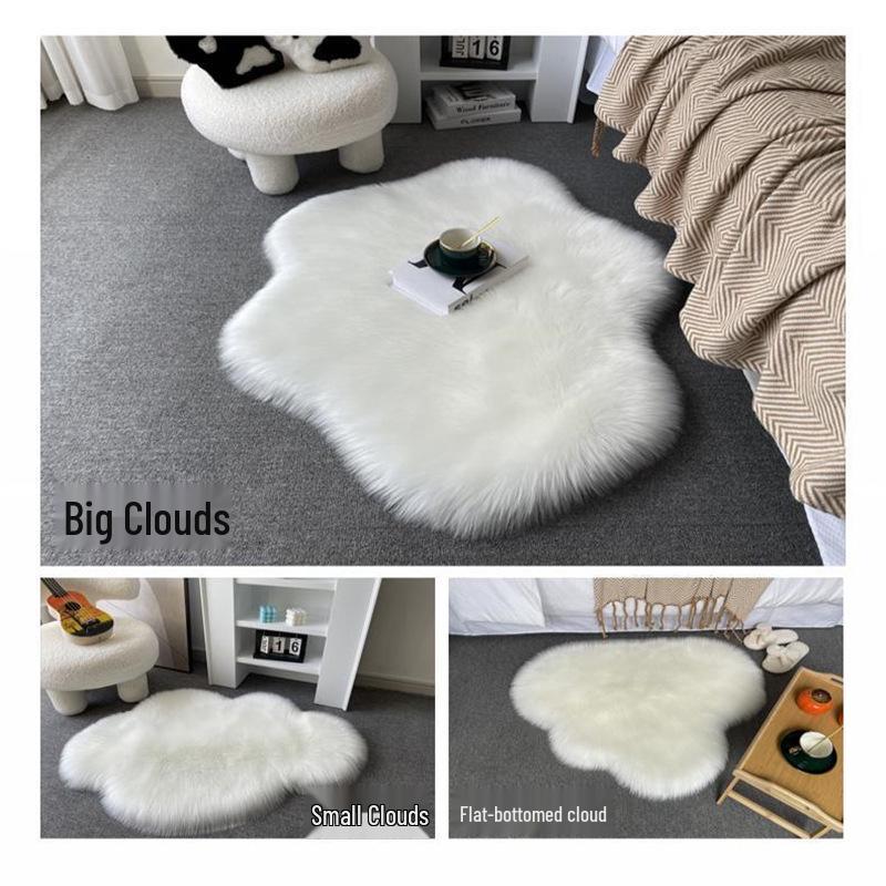Heart-Shaped Plush Rug for Bedroom & Living Room - Cloud Style