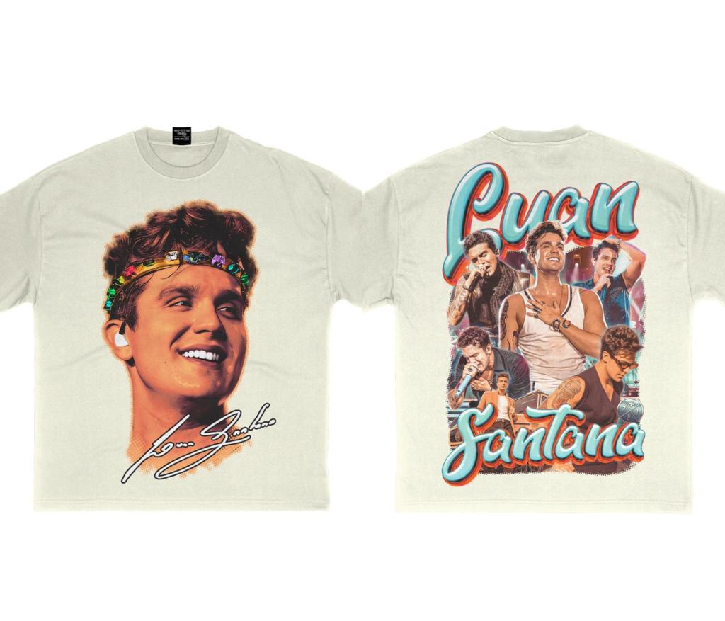 Retro Print T-shirt Men Women Classic Cotton Singer Luan Santana Big Face Short Sleeves Oversized Heavy Man Women Unisex Top Tee