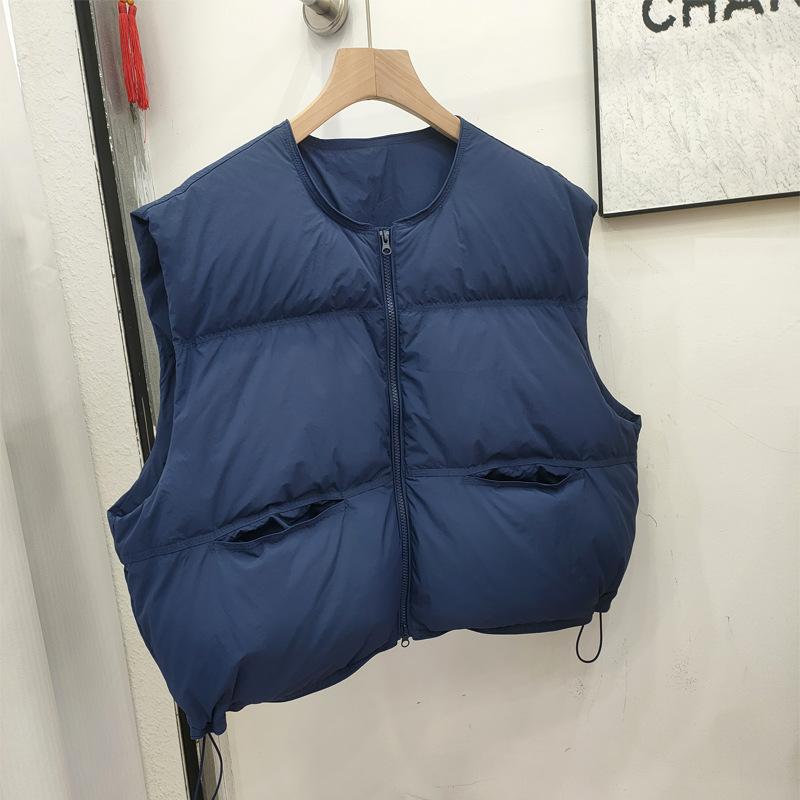 Gilet Imbottito Senza Maniche da Donna Scollo Tondo Casual Vestibilità Larga Piumino Capo Esterno