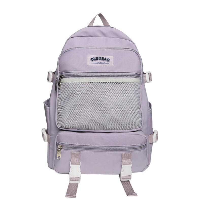 Spacious Ulzzang Nylon Backpack For High School Girls With Soft Handle And Zipper Pocket