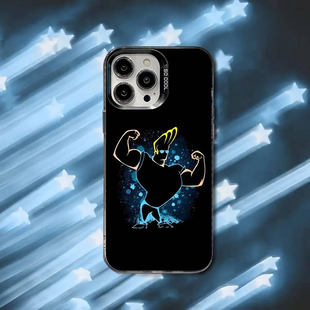 Cartoon J-Johnny Bravo Phone Case For iPhone 16,15,14,13,12,11,8,7,Pro,Max,Plus,Mini,XS,SE Black Matte Hard