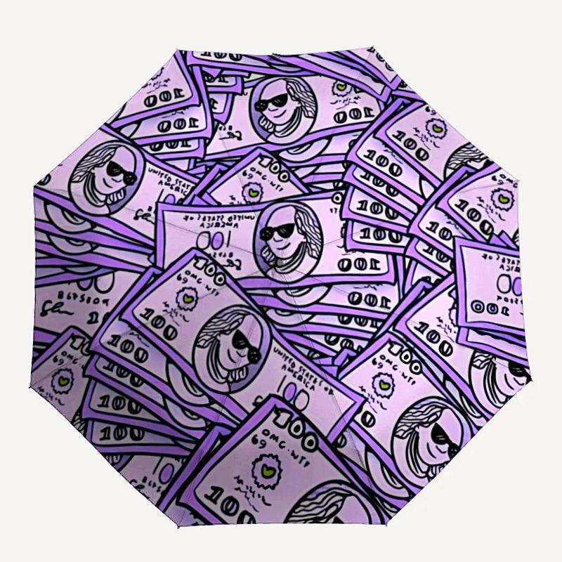 

1pc Money Banknotes Automatic Open/Close Umbrella Compact Folding Umbrella, All-Season Portable Umbrella for Women/Men F1124357