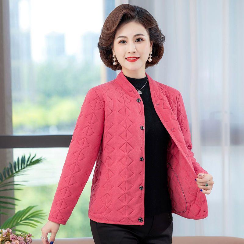Middle Aged Women's Winter Cotton Coat Mom's Wear Thermal Inner Liner Warm Jacket with German Velvet and Silk Cotton
