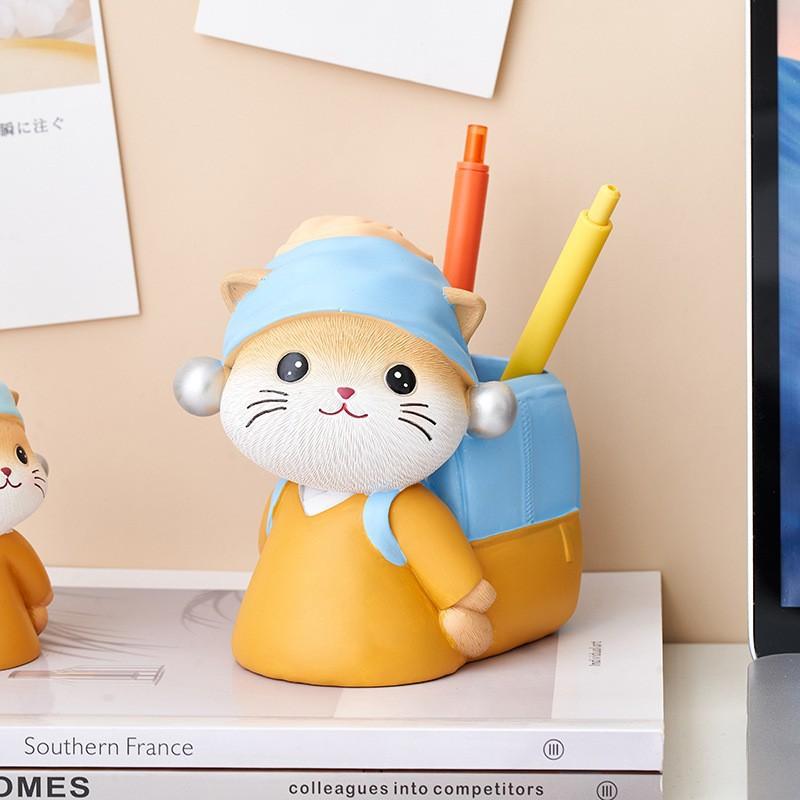 Office desktop pen holder ornament cat cure girl ins desk decoration teacher gift Teachers' Day gift