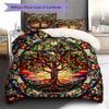 Tree of Life Pattern Bedding Quilt Set Quilt Cover Pillowcase Home Decoration Gift (1 * Duvet Cover + 2 * Pillowcase, Without Core)