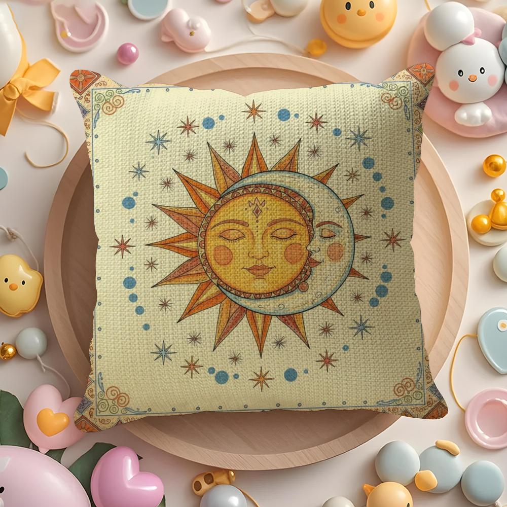 Portia Sun Moon Pattern Pillow Case Pattern Printed Pillowcase for Living Room Sofa Cushion Cover  Bedroom Decor