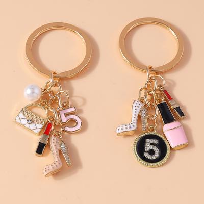 New Enamel Women Girls Mini Higheel Handbag Keychain Lipstick Key Rings Pendant for Key Holder Handbag Decor DIY Jewelry Gifts