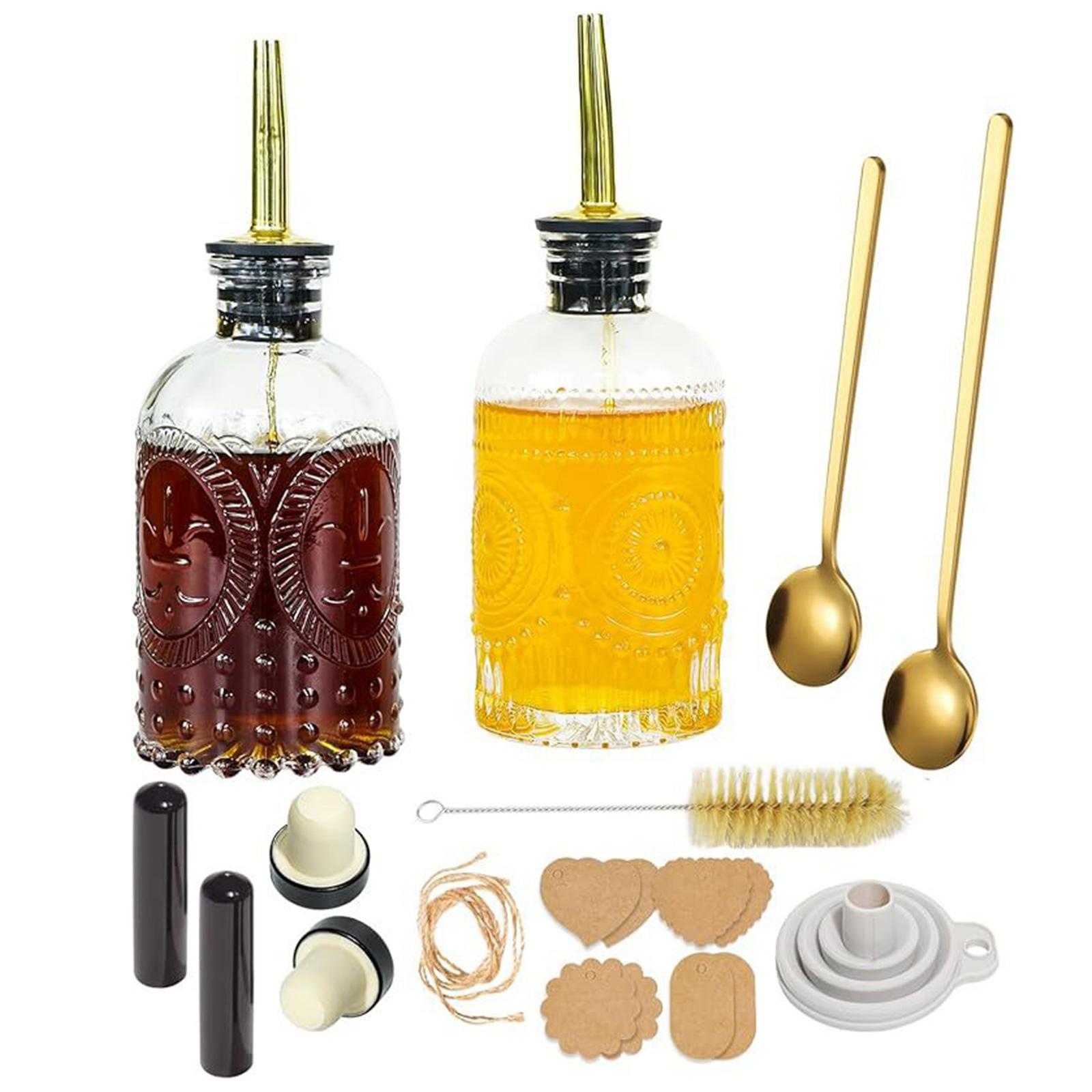 

2/4 шт. Стеклянные бутылки-диспенсеры для сиропа Набор Простой маленький контейнер Контейнер для бара Аксессуары Емкость 7,4 унции для кленового сиропа и меда