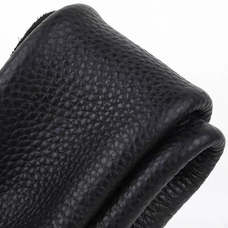 Black 2.3mm thick cowhide leather material, first layer cowhide, lychee pattern leather, DIY leather sofa cushion, yoga cushion, 21x14cm чёрный
