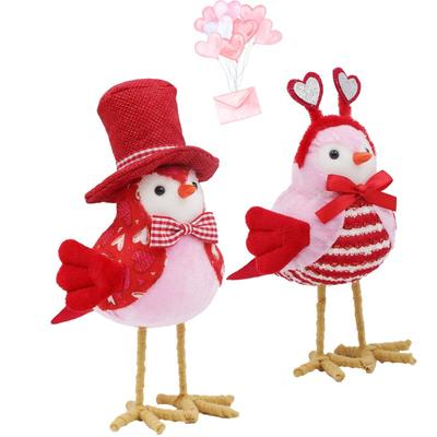 2pcs/set Handmade Valentine's Day Bird Ornament Home Desktop Holiday Atmosphere Decor Creative Tabletop Festive Decoration